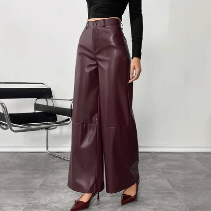 High Waist PU Pants