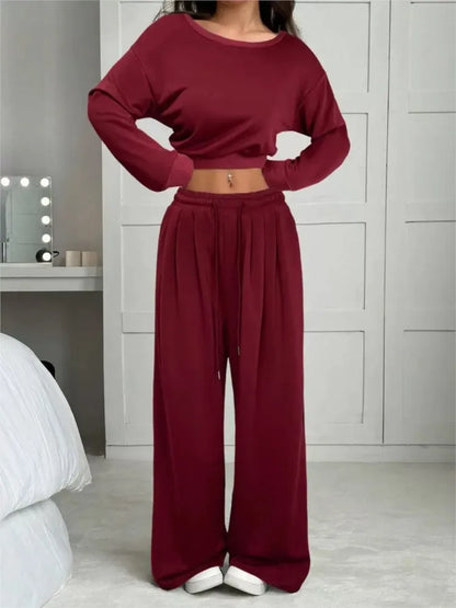 Slanted Shoulder Two-Piece Set