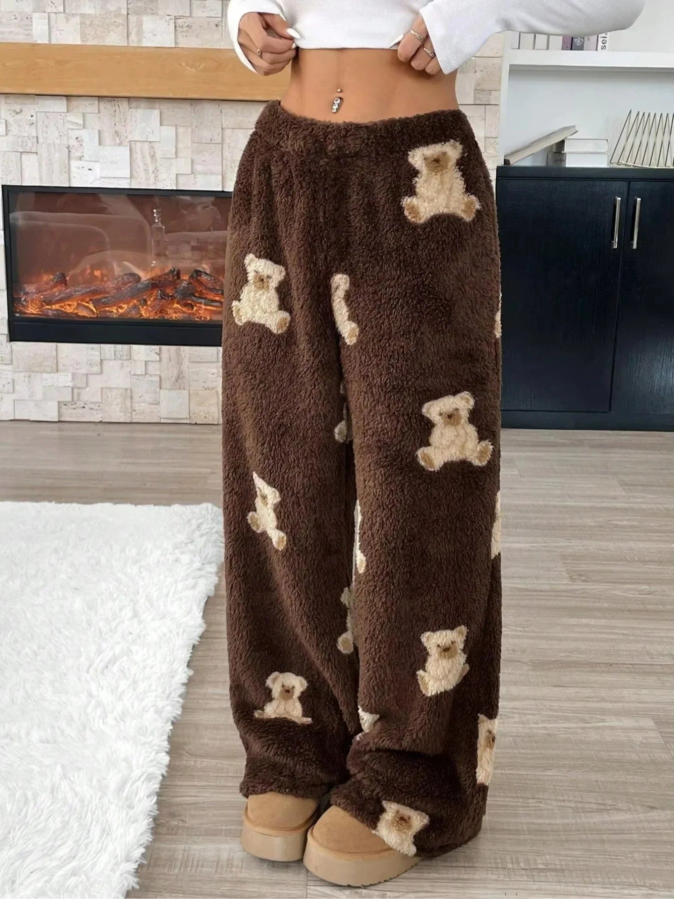 Flannel Leopard Print Sleeping Pants
