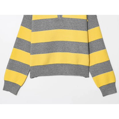 Striped Polo Neck Sweater