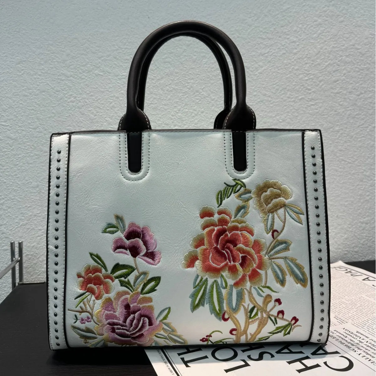 Embroidered Floral Shoulder Bag