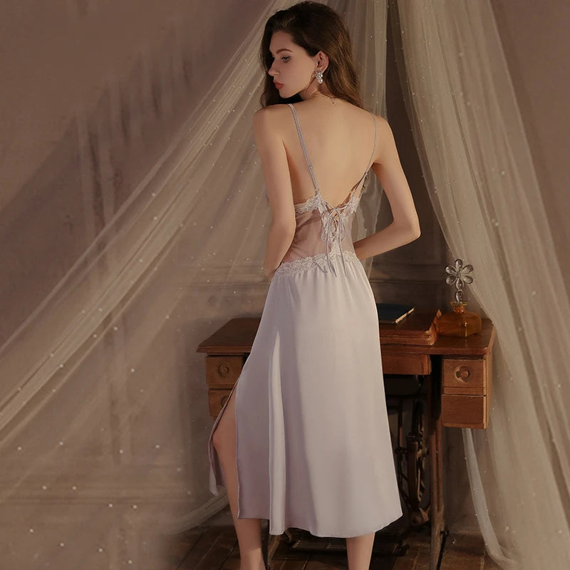 Women's Luxury Silky Robe & Slip Dress Set