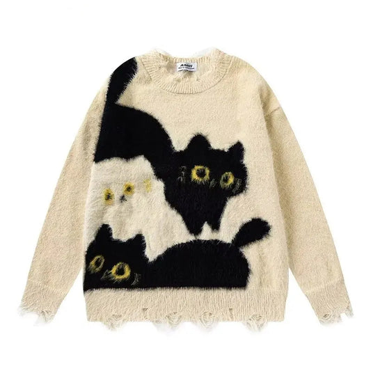 Cat Pattern Retro Sweater