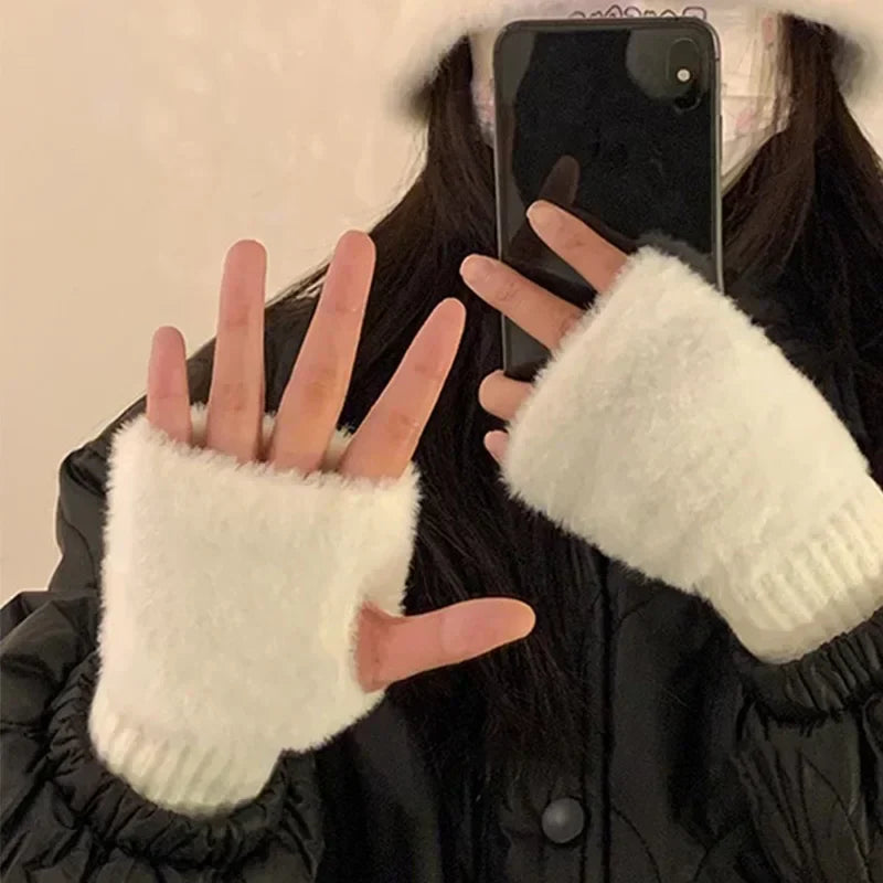 Soft Mink Fingerless Gloves
