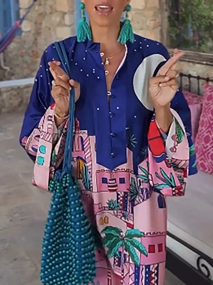 Vintage Pattern Long Dress