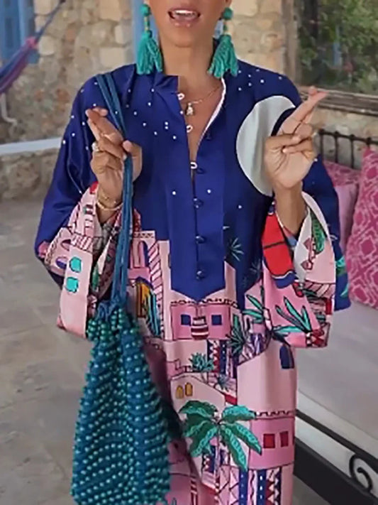 Vintage Pattern Long Dress
