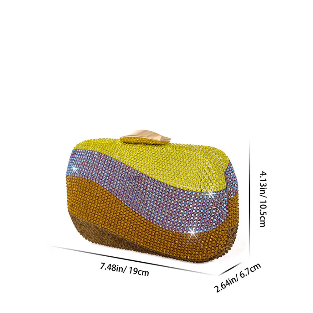 Rainbow Crystal Evening Clutch Bag