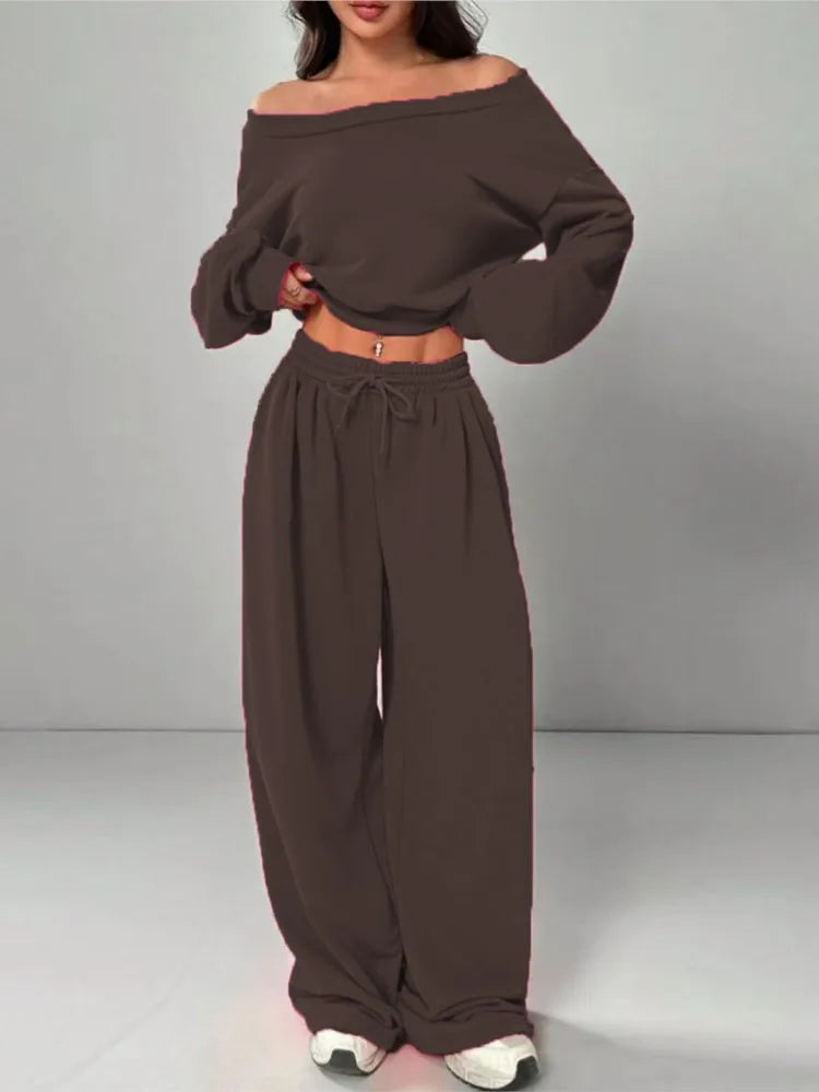 Slanted Shoulder Two-Piece Set