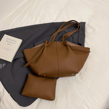 PU Leather 2-in-1 Shoulder Tote
