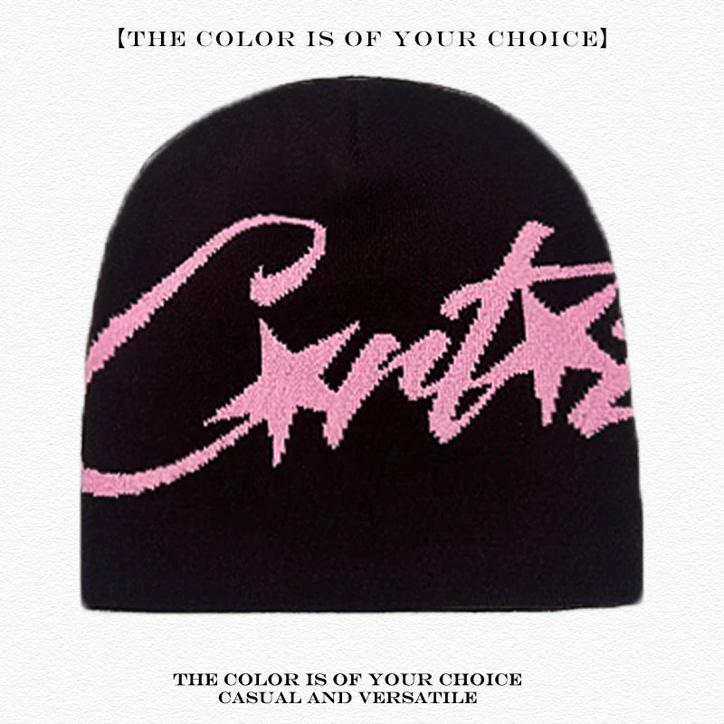 Leopard Print Letter Knit Beanie