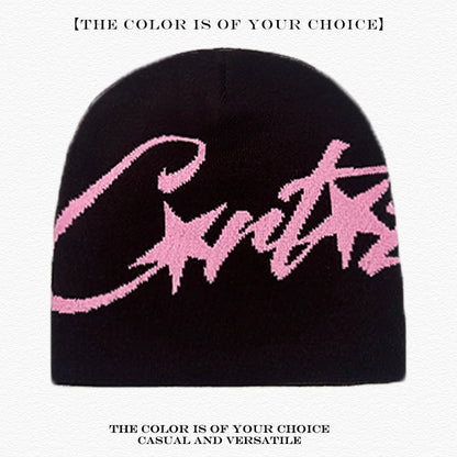 Leopard Print Letter Knit Beanie