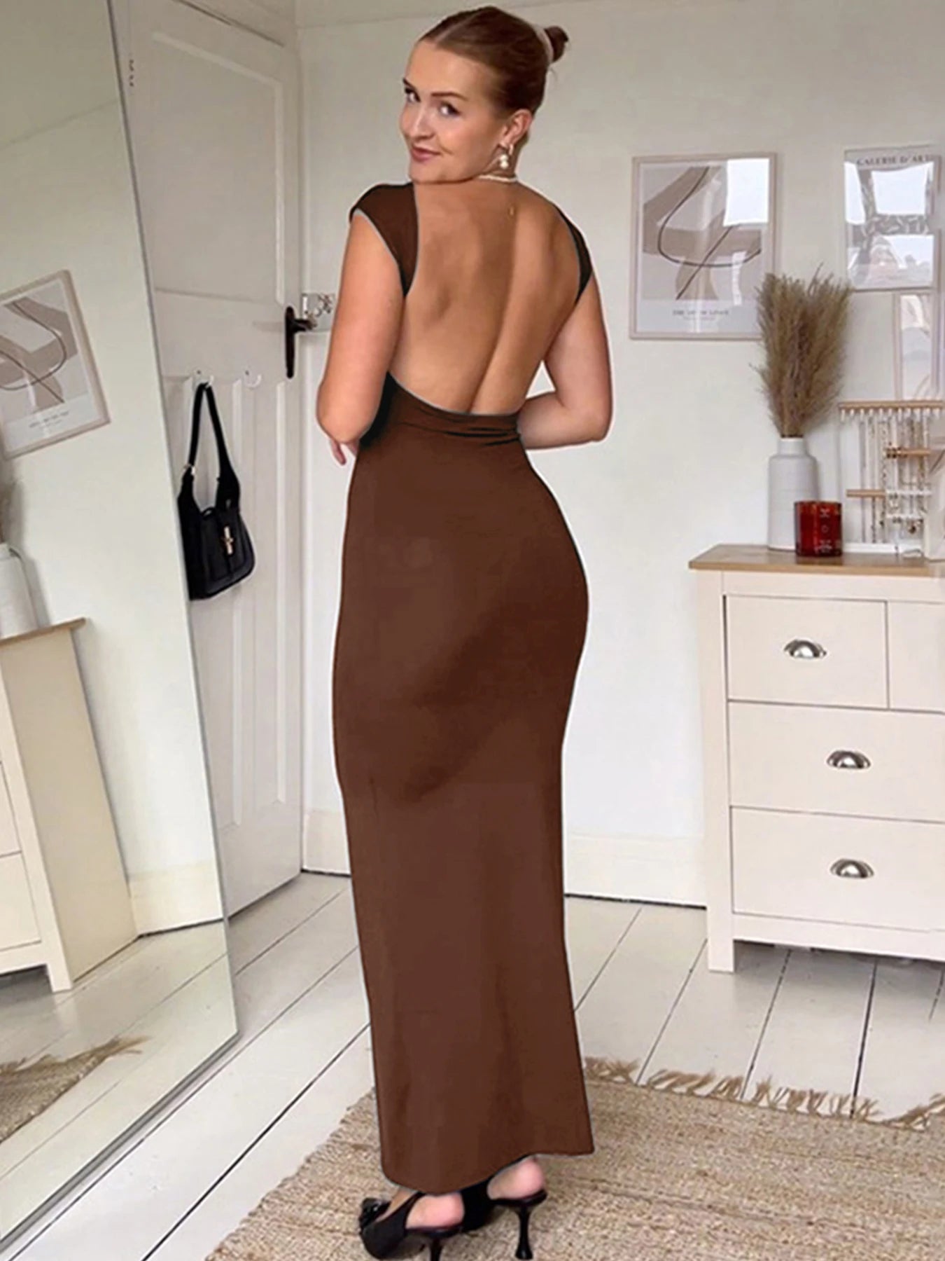Black Backless Maxi Dress
