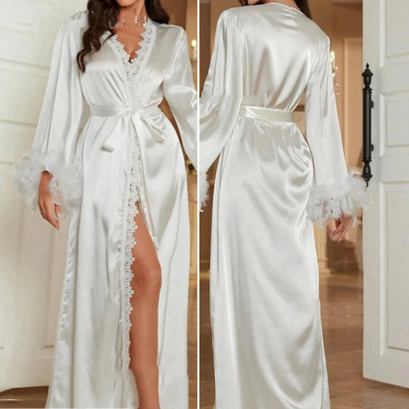 Sexy Lace Bride Wedding Long Robe