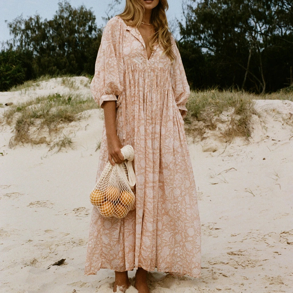 Floral V-Neck Swing Dress