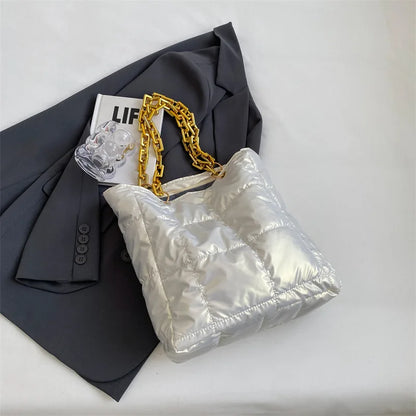 Solid Color Winter Shoulder Bag