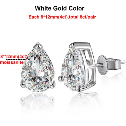 Pear Cut Moissanite Stud Earrings