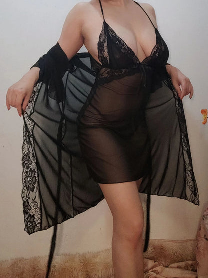 Summer Mesh Lace See-Through Slip Dress