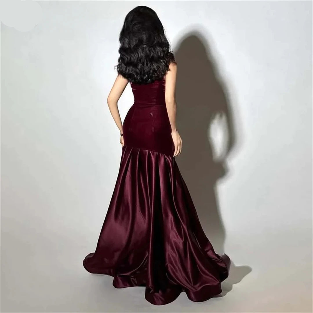 Strapless Satin A-Line Evening Dress