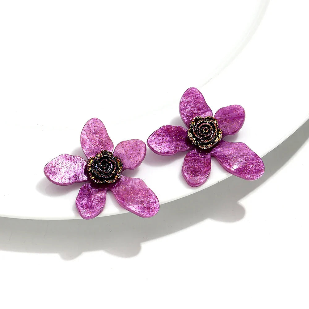 Large flower statement earrings