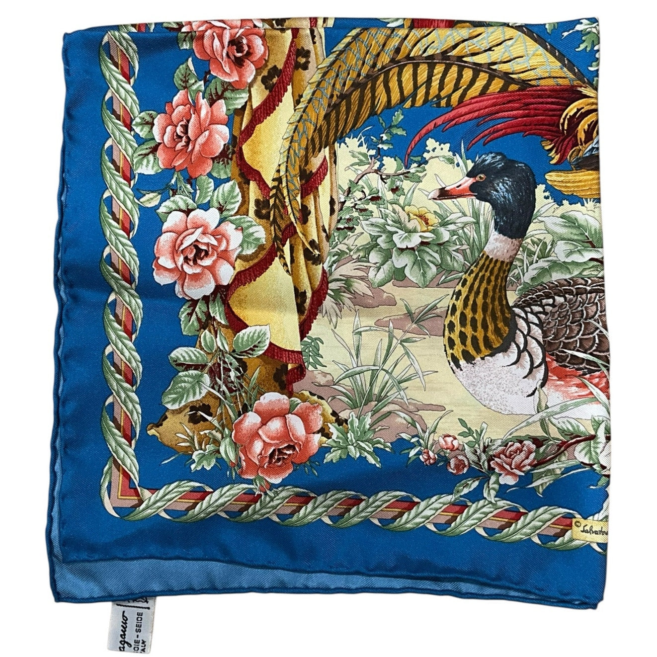 Ferragamo Blue Silk Scarf