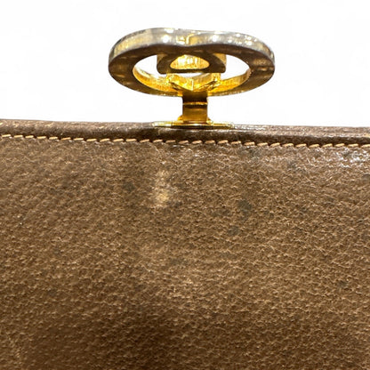 GUCCI Brown Pigskin Leather Checkbook Cover, "G" Red Enamel Clip