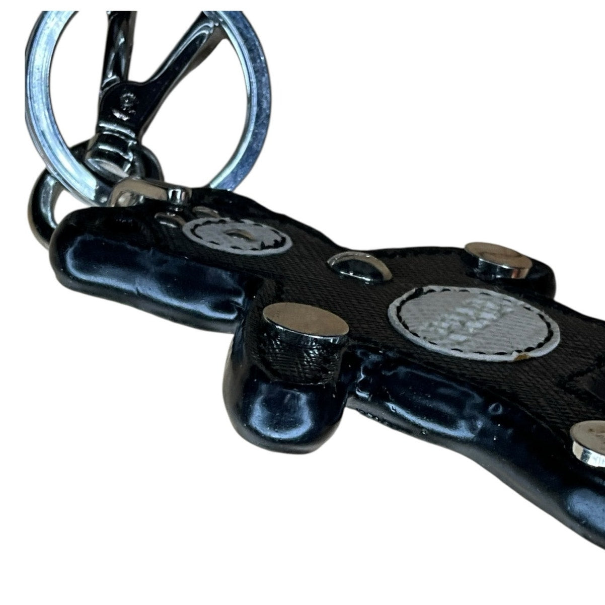 Authentic Prada Saffiano Leather Teddy Bear Bag Charm / Key Ring – Black & White