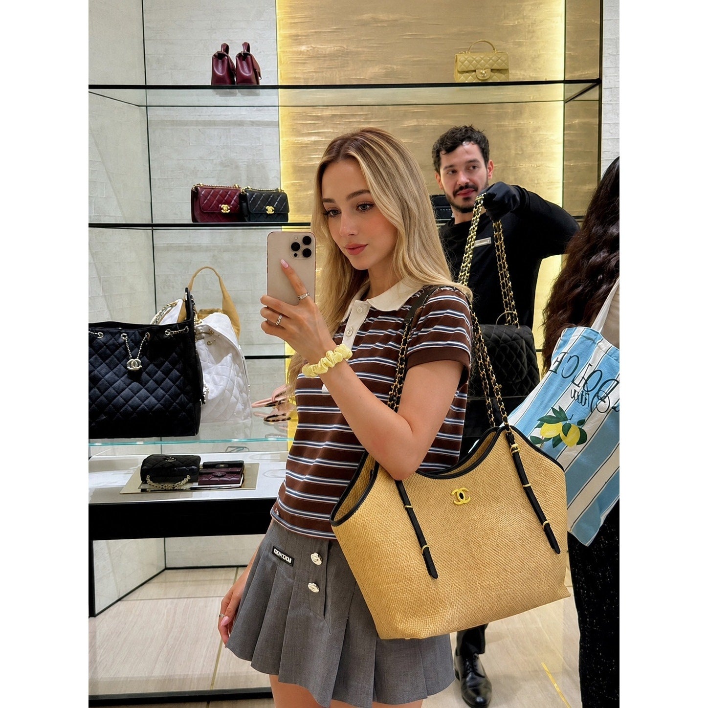 Chanel GWP Straw Woven Tote with Matching Pouch