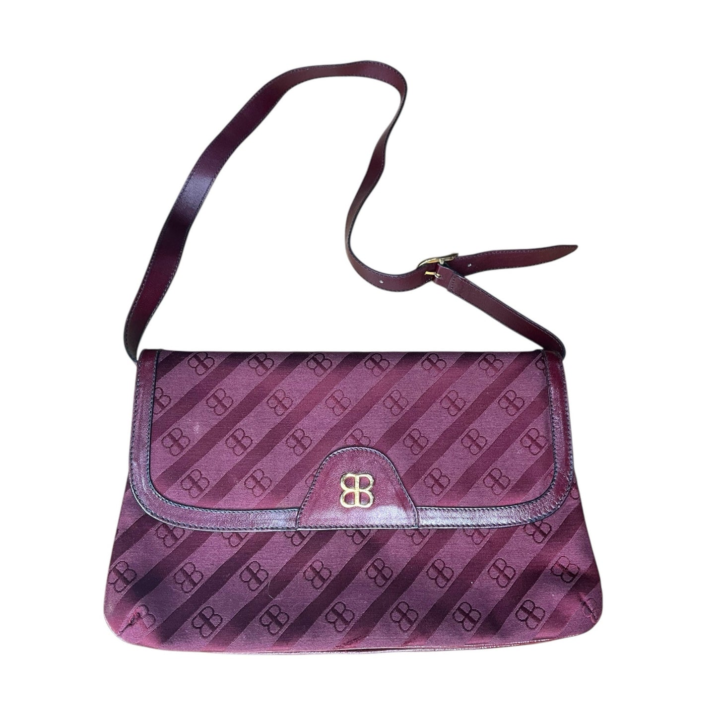 11. Balenciaga Burgundy Monogram Shoulder Bag