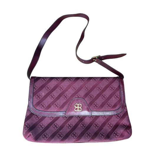 11. Balenciaga Burgundy Monogram Shoulder Bag