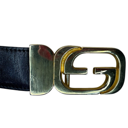 Gucci Black Leather Gold Belt