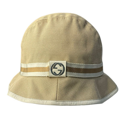 GUCCI Double G Canvas Baguette Hat Beige
