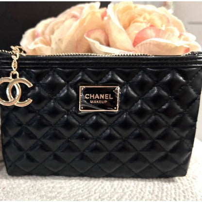 Chanel Makeup Black quilted cosmetic pouch