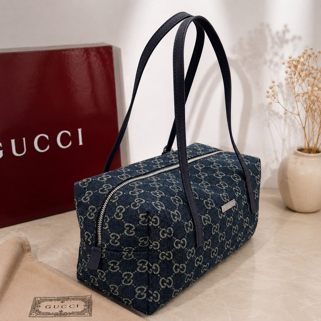 GWP Monogram Denim Boston Bag – Navy