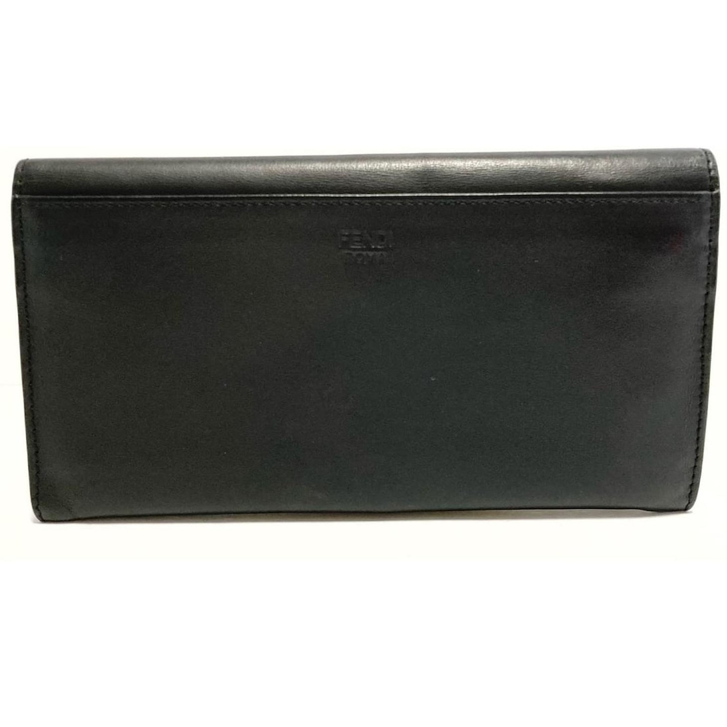 Fendi Black Leather Monster Eyes Long Wallet