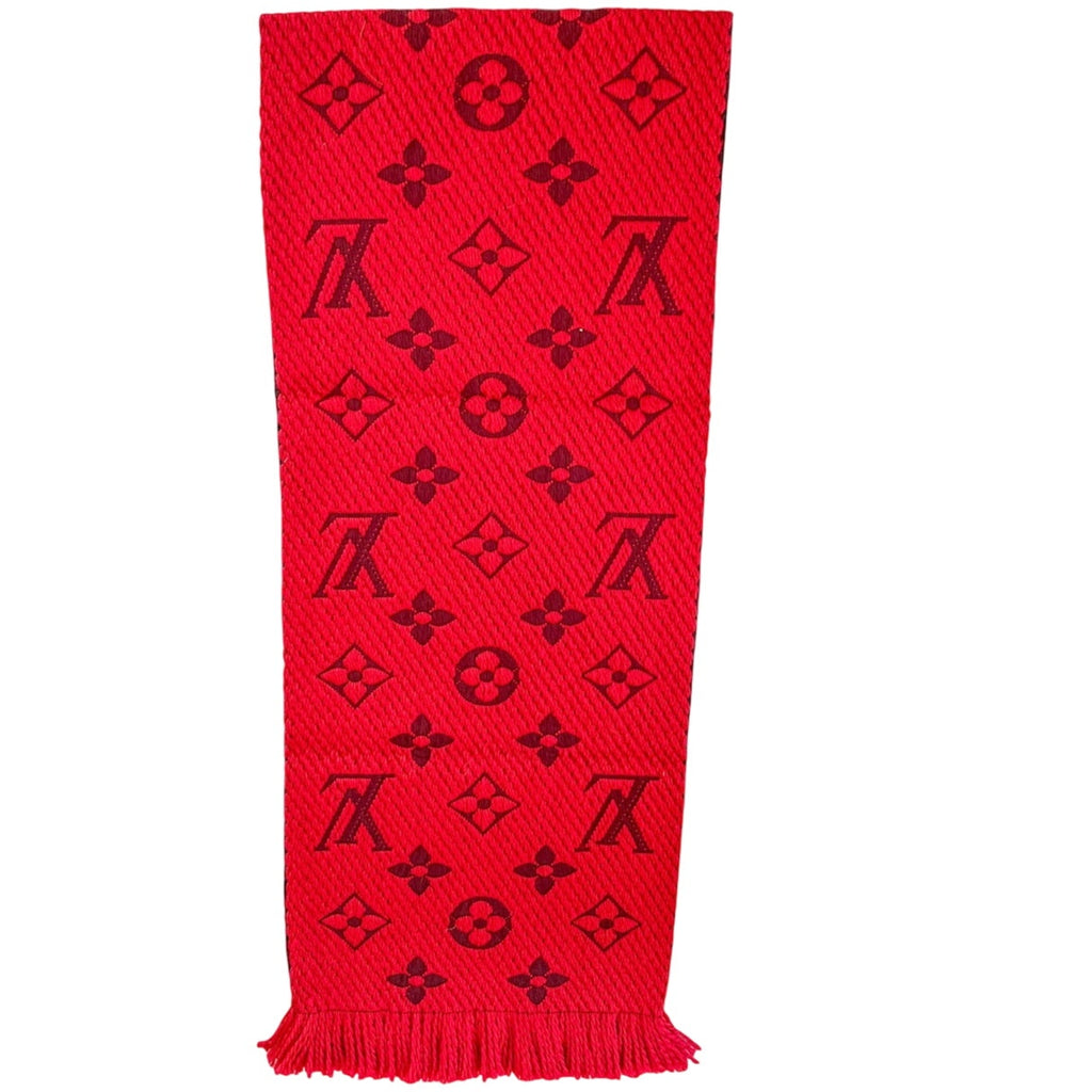 Louis Vuitton Red Logomania Reversible Wool Scarf