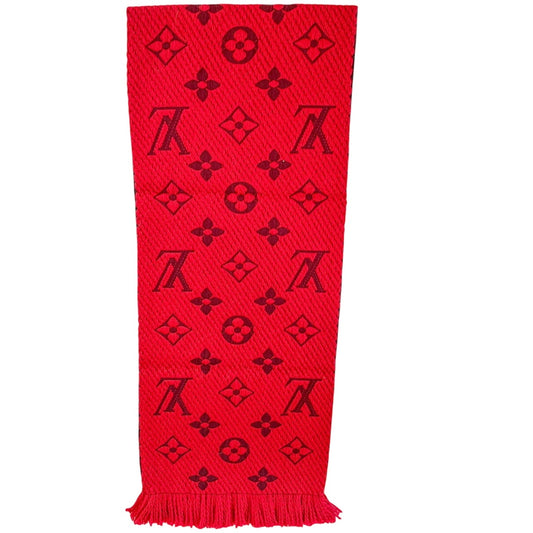 Louis Vuitton Red Logomania Reversible Wool Scarf