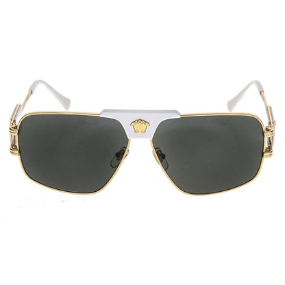 VERSACE Medusa NAVIGATOR Gold Stud White Aviator Unisex Sunglasses VE2251 2251