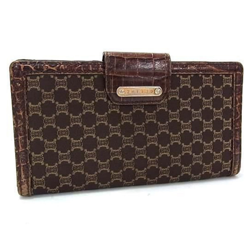 Celine Brown Macadam Gold Rhodium Wallet