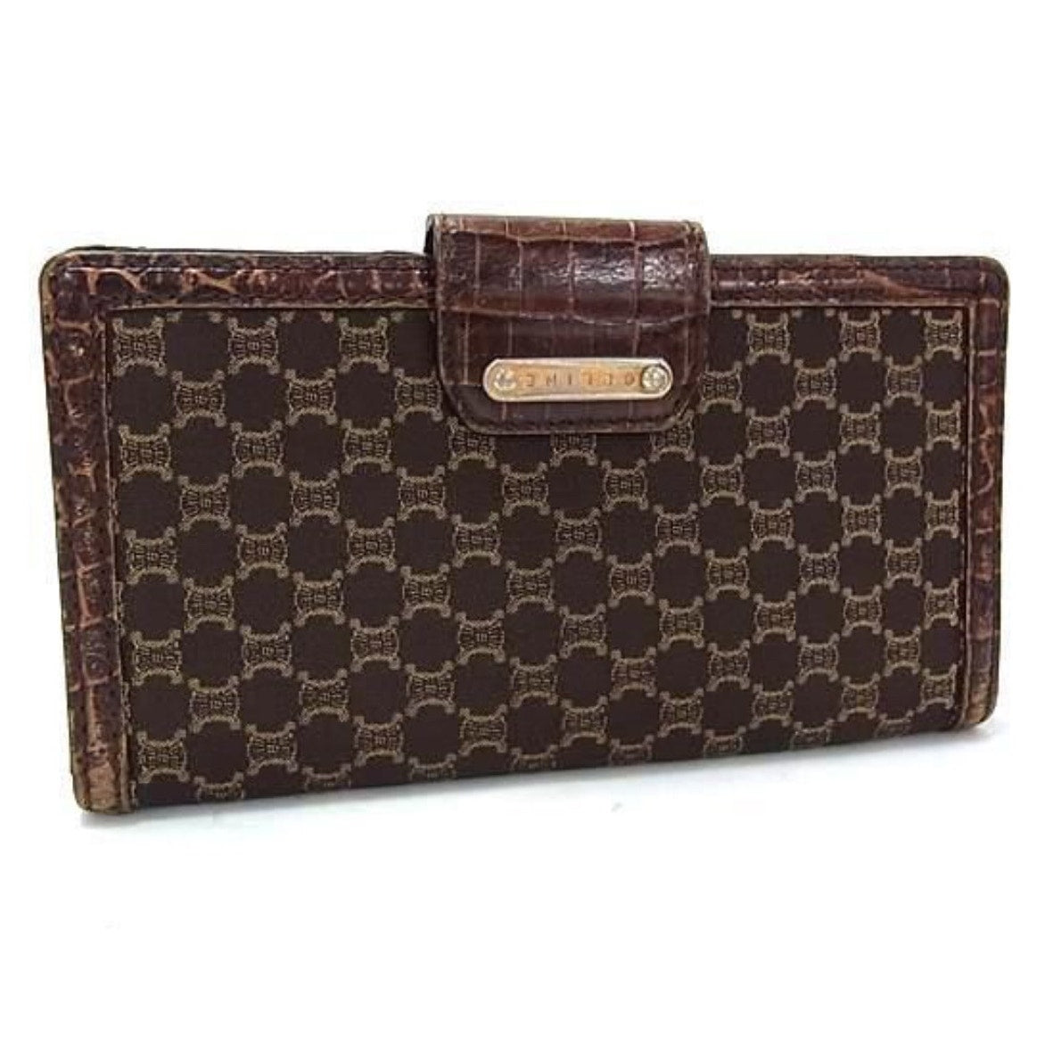 Celine Brown Macadam Gold Rhodium Wallet