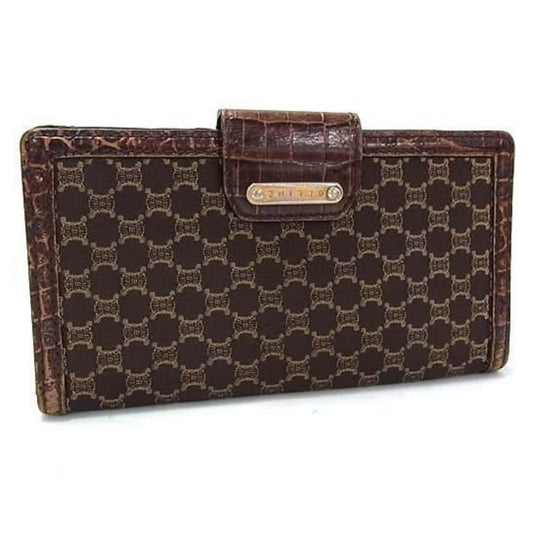 Celine Brown Macadam Gold Rhodium Wallet