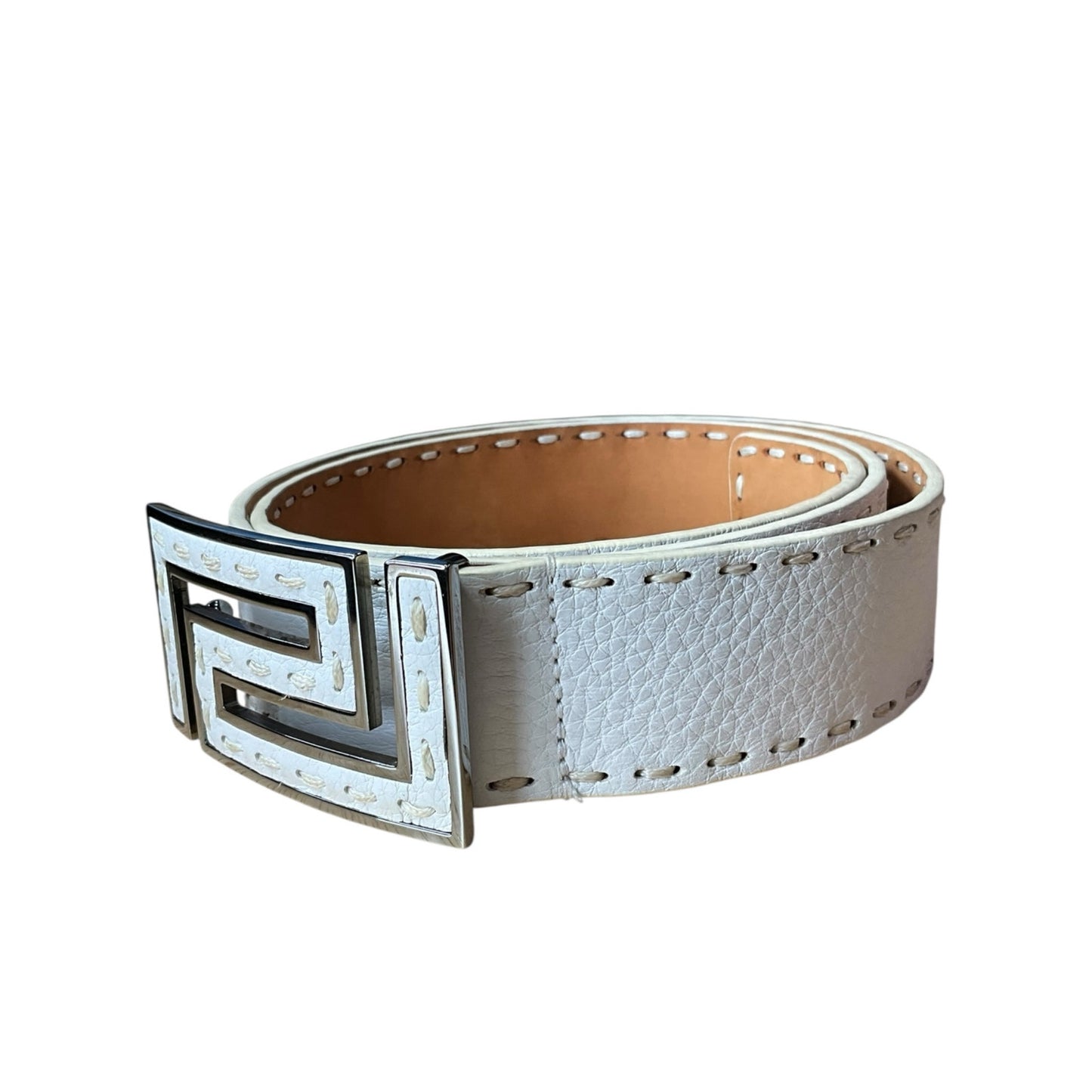 Versace White Leather Belt