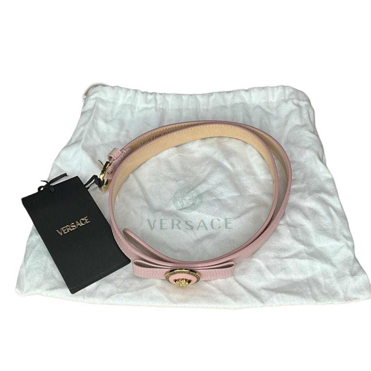 144. Versace Head Pink Bow Belt
