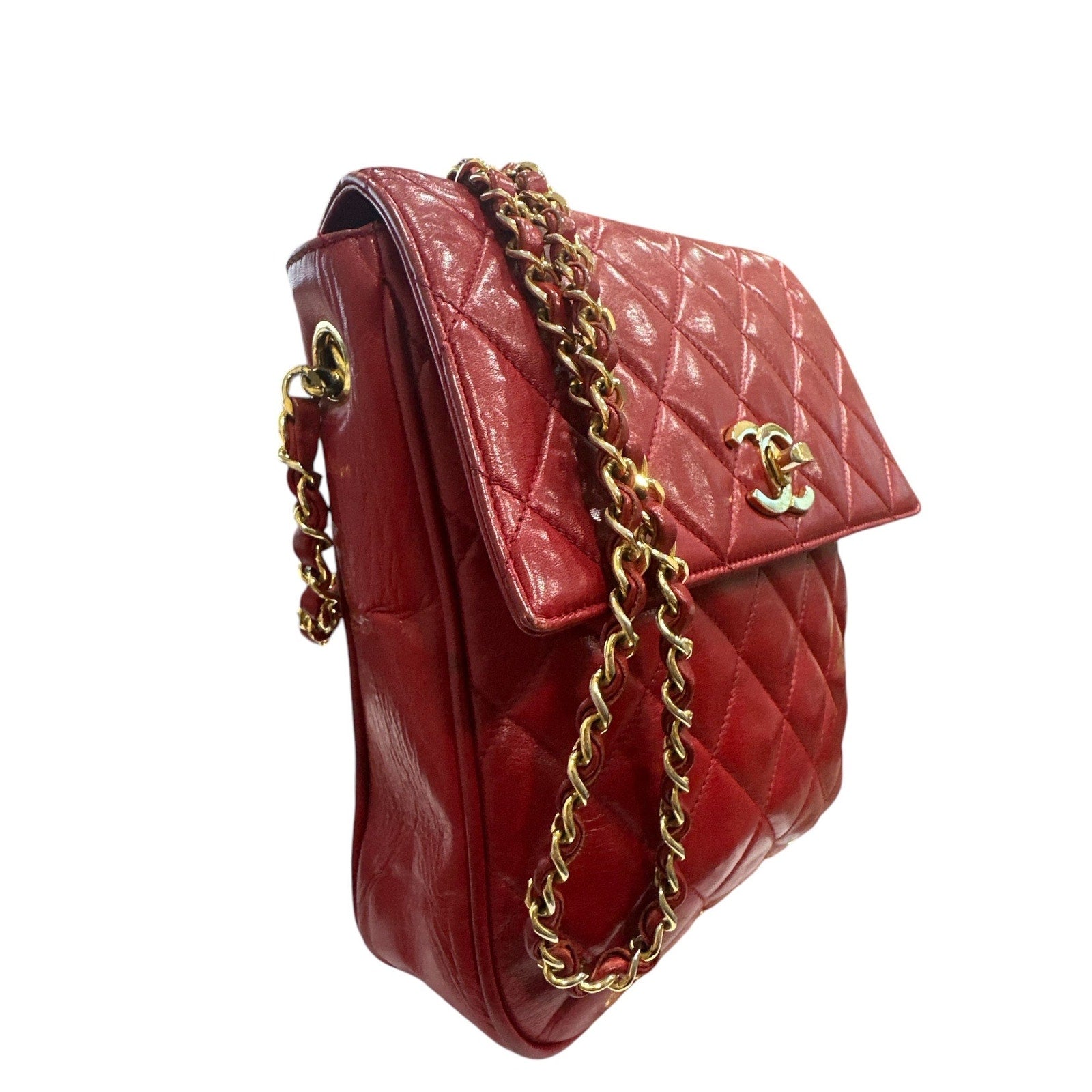 Chanel Mini Quilted Lambskin crossbody RED - Clairely Amazing
