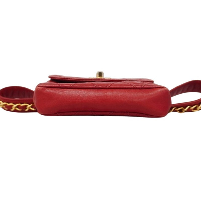CHANEL 24K Red Lambskin Belt Bag