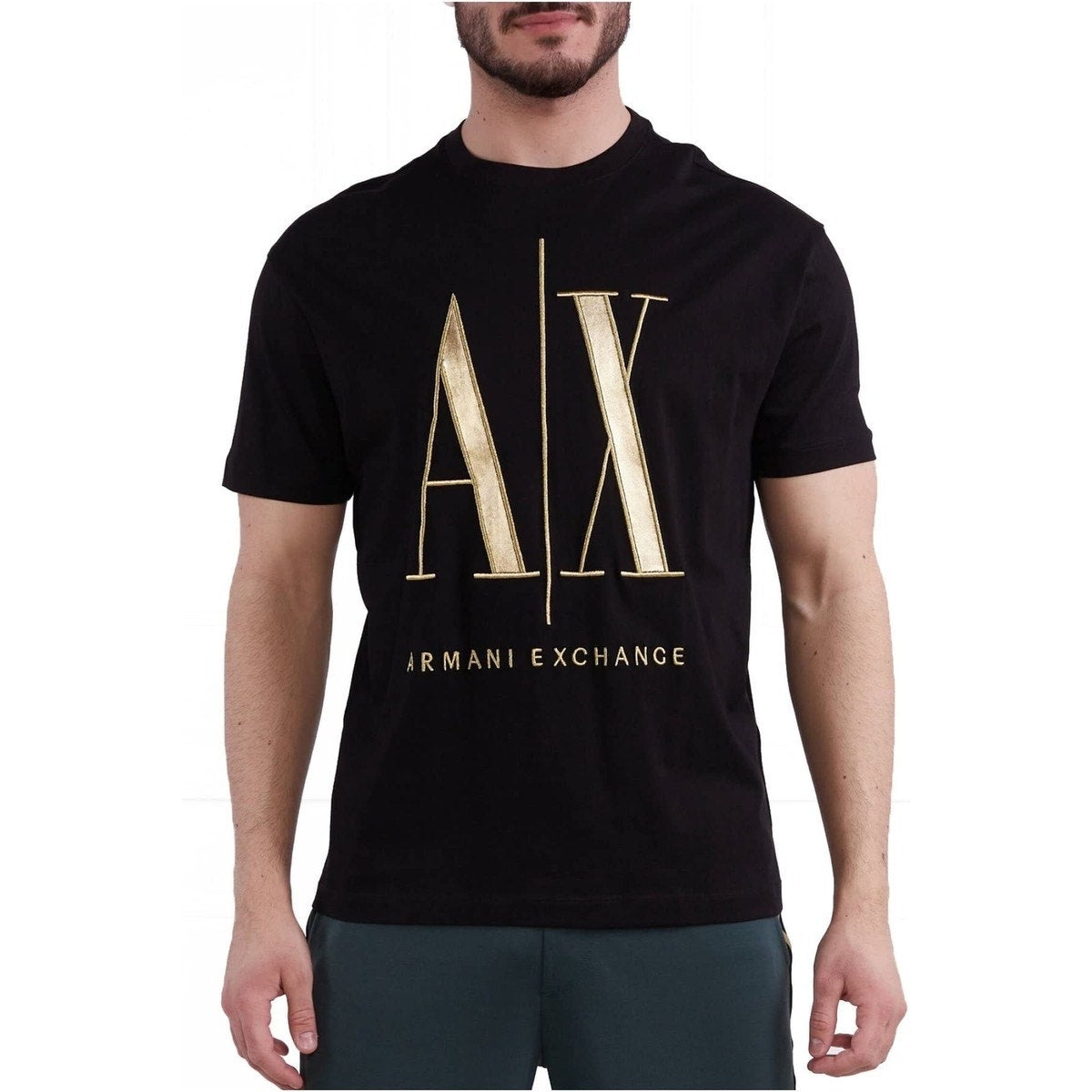Armani Exchange Black/Gold Icon Logo Tee Black UNISEX