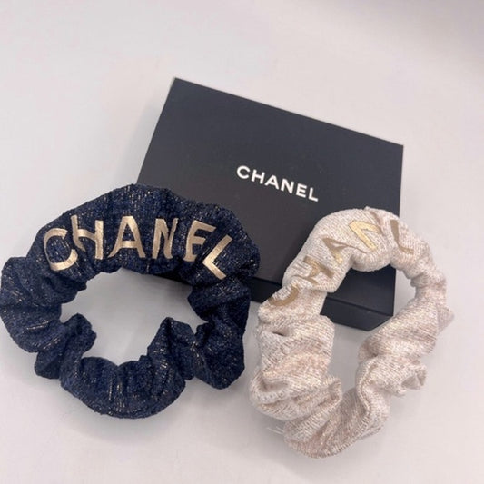 Chanel Beaute Scrunchie Set of 2 with Box