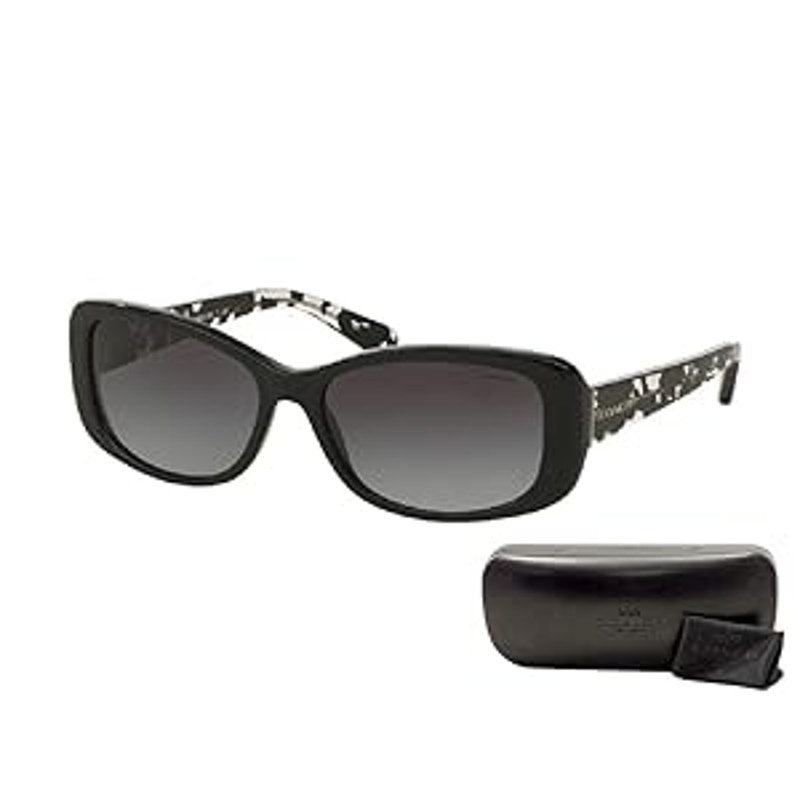 Coach Black Crystal Mosaic/Light Grey Gradient Rectangle Women Sunglasses