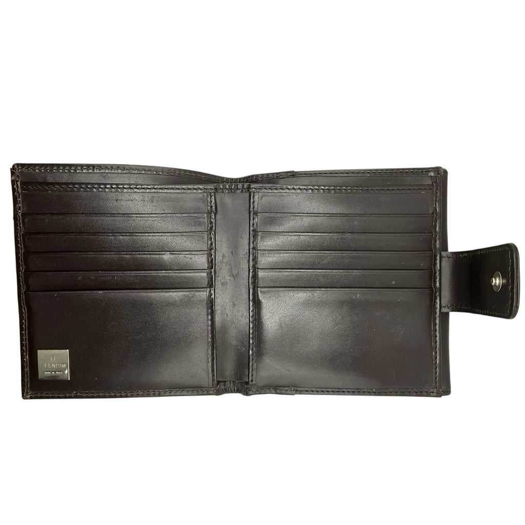 Authentic Fendi Zucca Compact Wallet – Brown Canvas & Leather