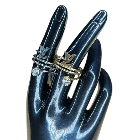 Initial Charm Ring with Crystal Accent