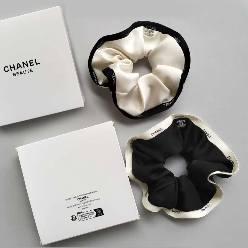 Chanel GWP Satin Scrunchie (Black or White) – Hair Accessory